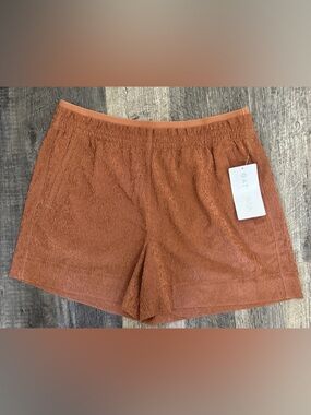 Athleta Size US 14 Echo Short Burnt Orange Comfort Pull On, Zip Pockets